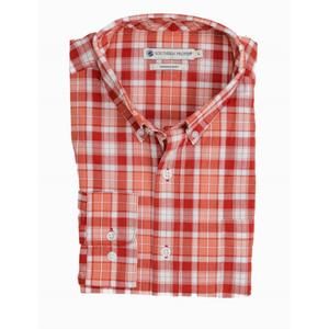 NEW SOUTHERN PROPER men's henning long sleeve button up shirt in teracotta